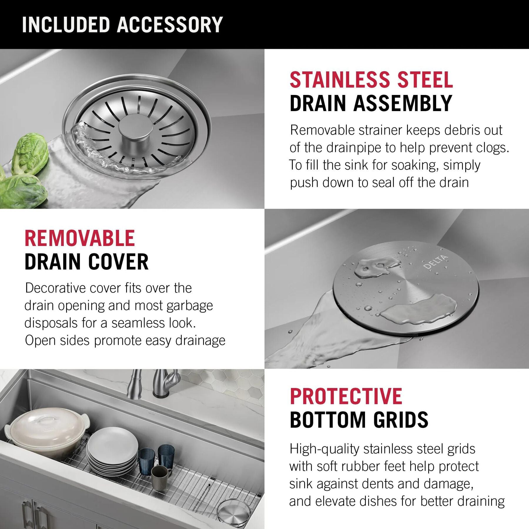 45&rdquo; Workstation Undermount Single Bowl 16 Gauge Stainless Steel Kitchen Sink with 2-Tier&nbsp;WorkFlow&trade; Ledge and Accessories